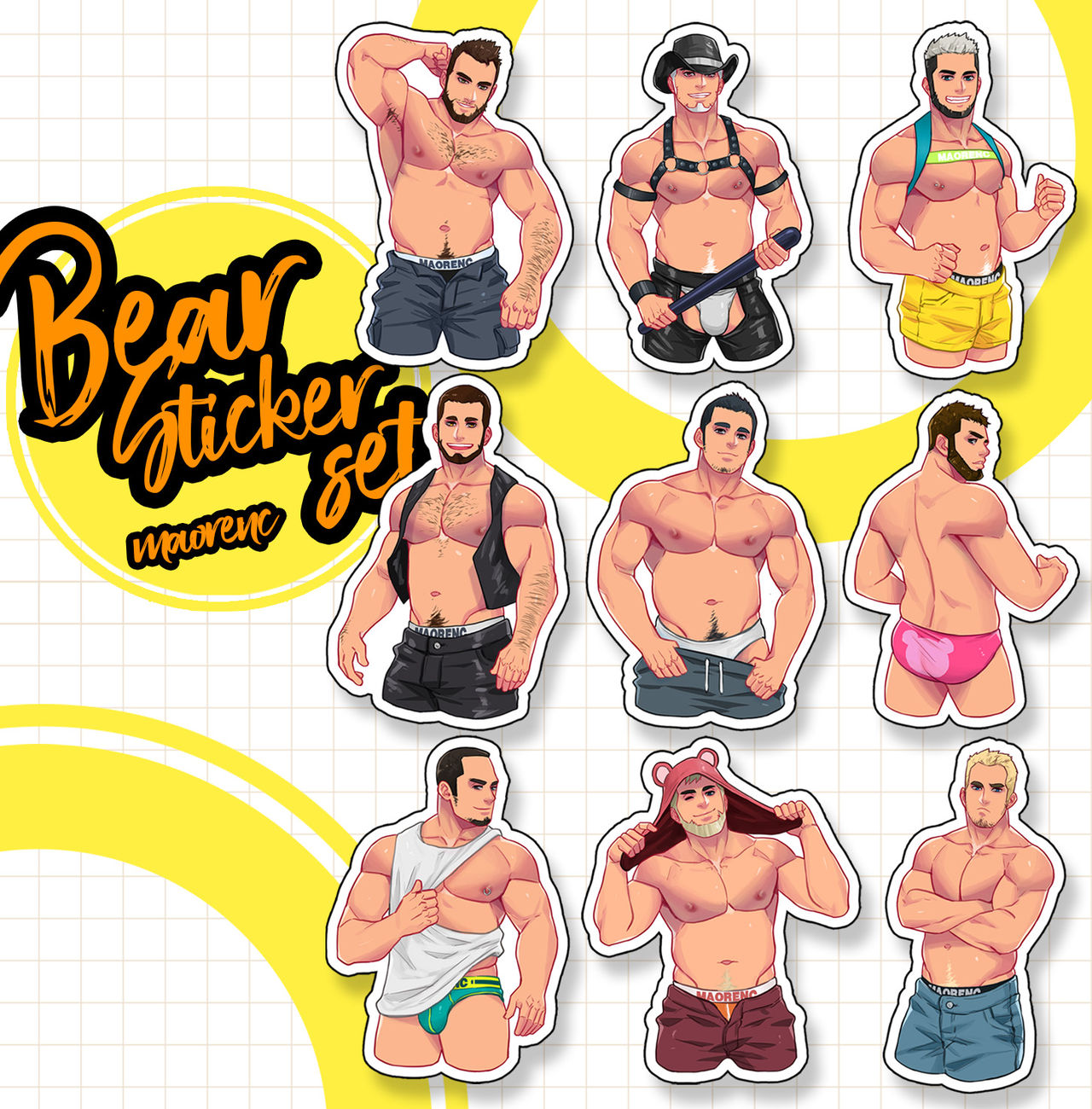 Maorenc 毛毛人 Bear Sticker Set